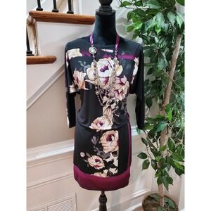 White House Black Market Womens Round Neck Long Sleeve Knee Length Dress Size XS